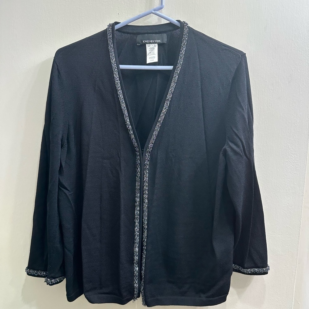 Jones New York Black Blazer with Silver Trim